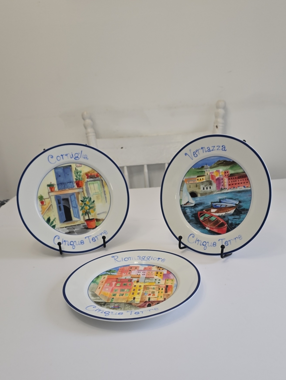 New The Cellar Set Of 3 Cinque Terre Handpainted Salad Plates